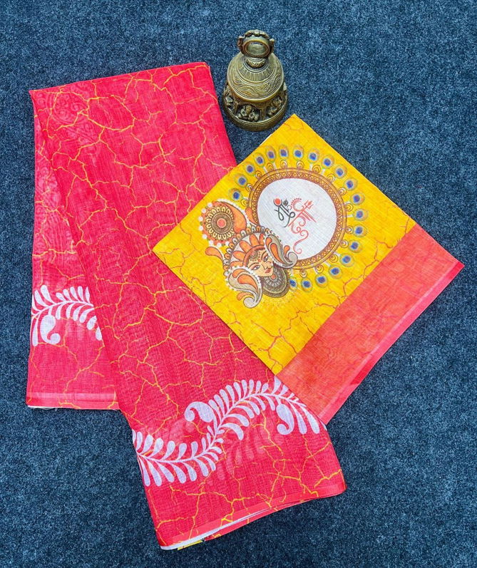 MG 471 Navdurga Navratri Special Plain Linen Sarees Wholesale Shop In Surat